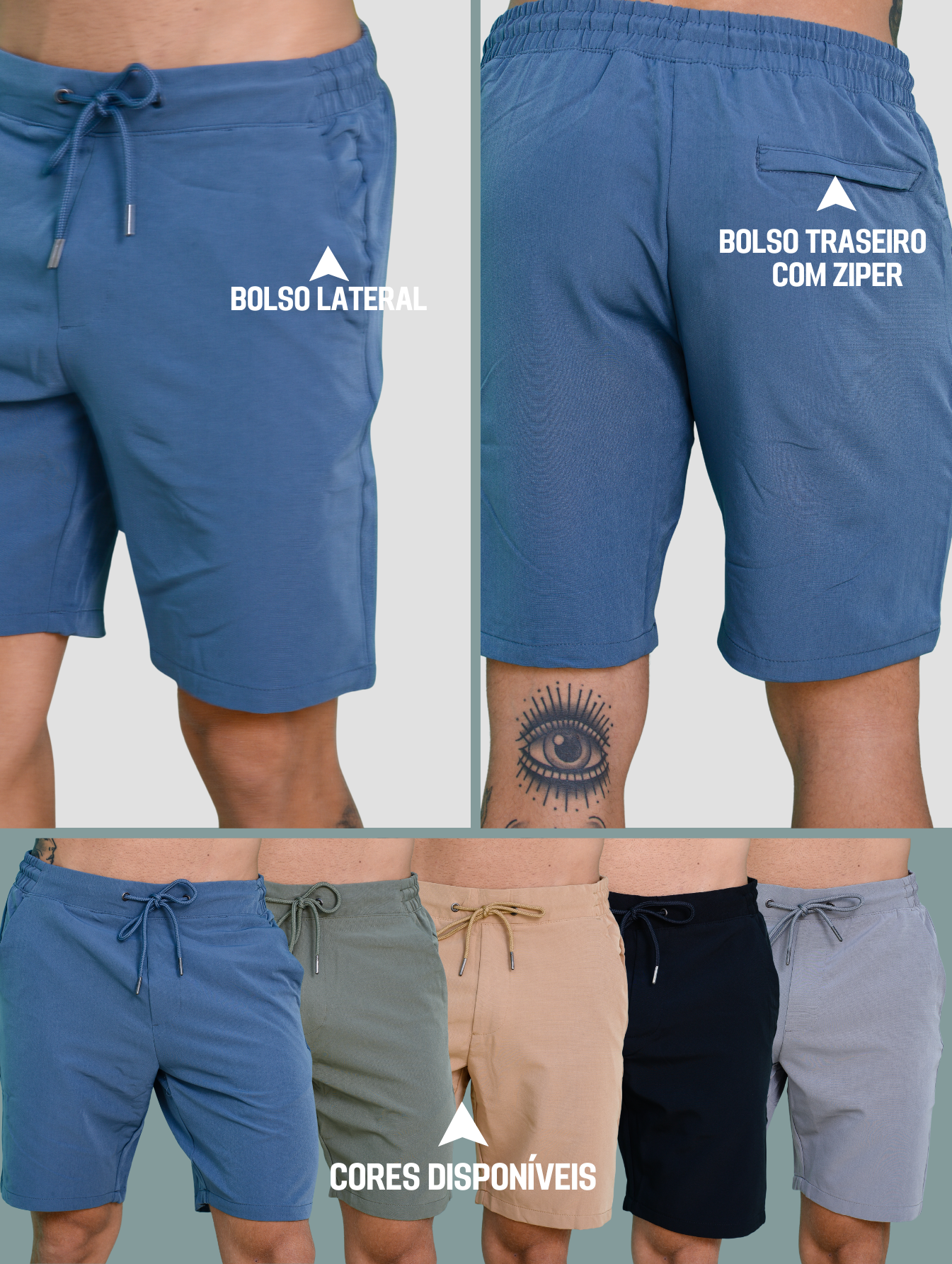 Short Bermuda Masculino Alfaiataria Esporte Fino Verão