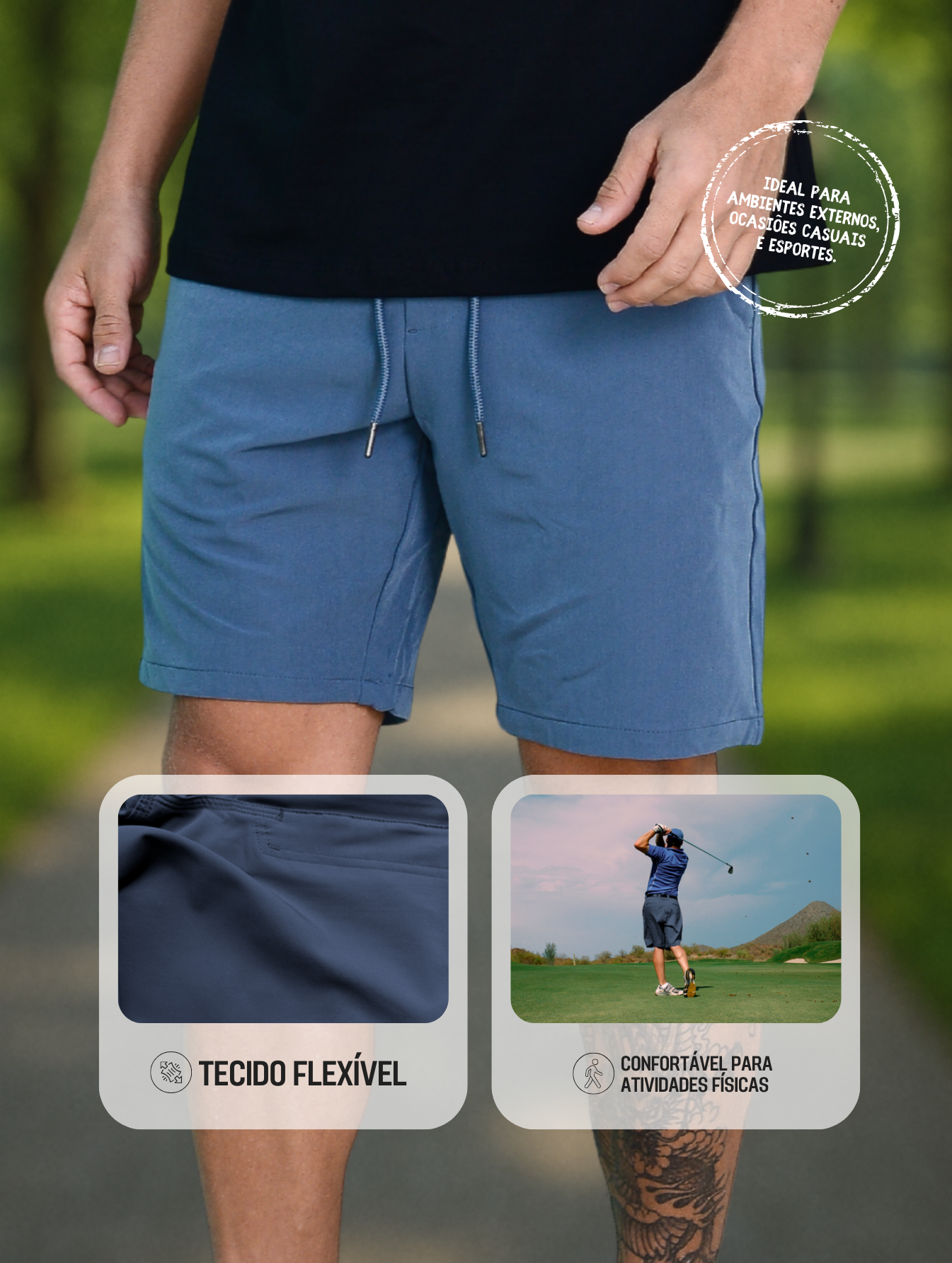 Short Bermuda Masculino Alfaiataria Esporte Fino Verão
