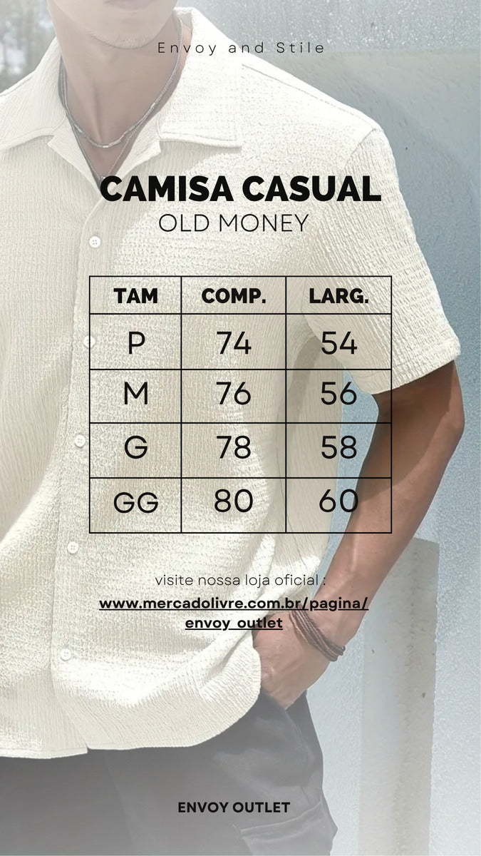 Camisa Casual Masculina Texturizada Com Botões Old Money