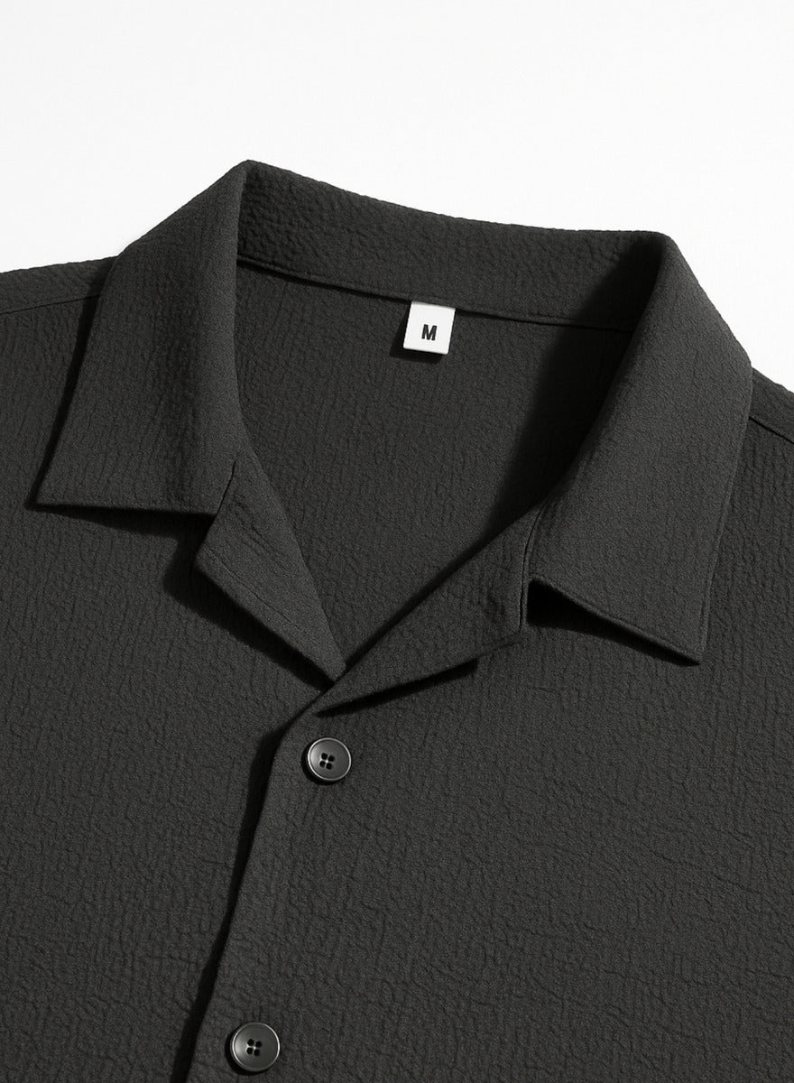 Camisa Casual Masculina Texturizada Com Botões Old Money