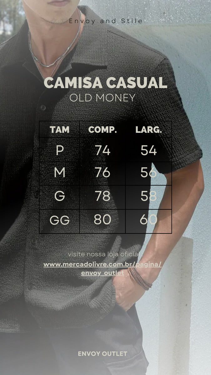 Camisa Casual Masculina Texturizada Com Botões Old Money
