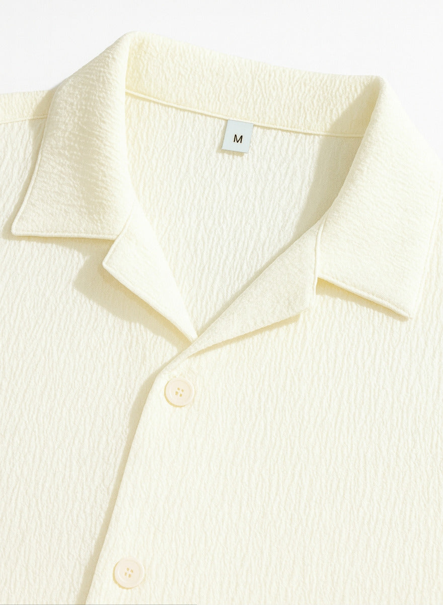 Camisa Casual Masculina Texturizada Com Botões Old Money